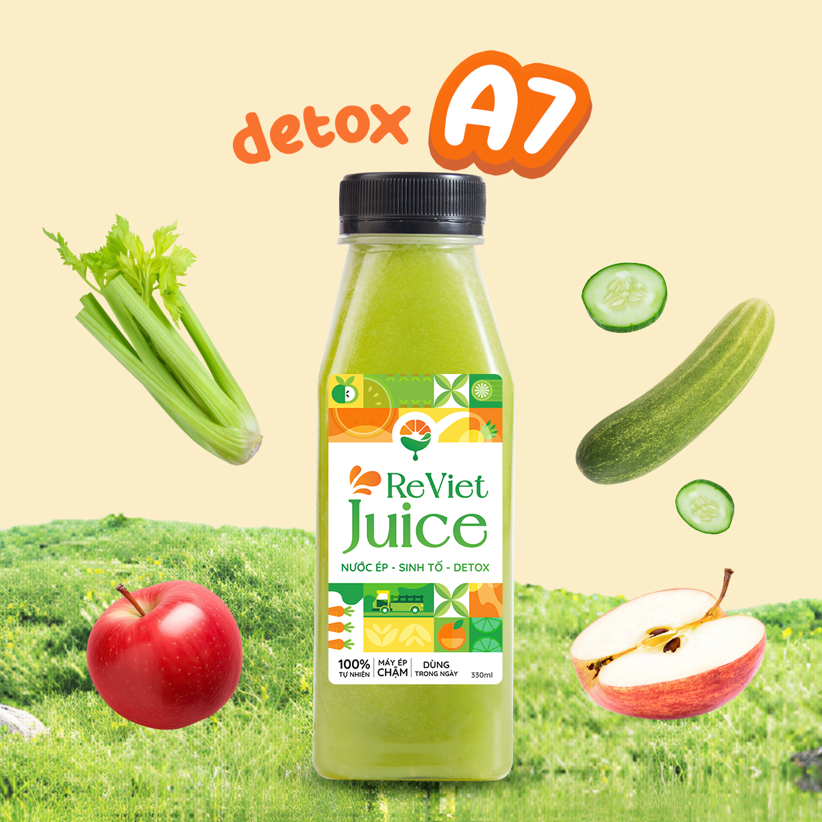 Detox A7: Cần Tây, Táo, Dưa Leo