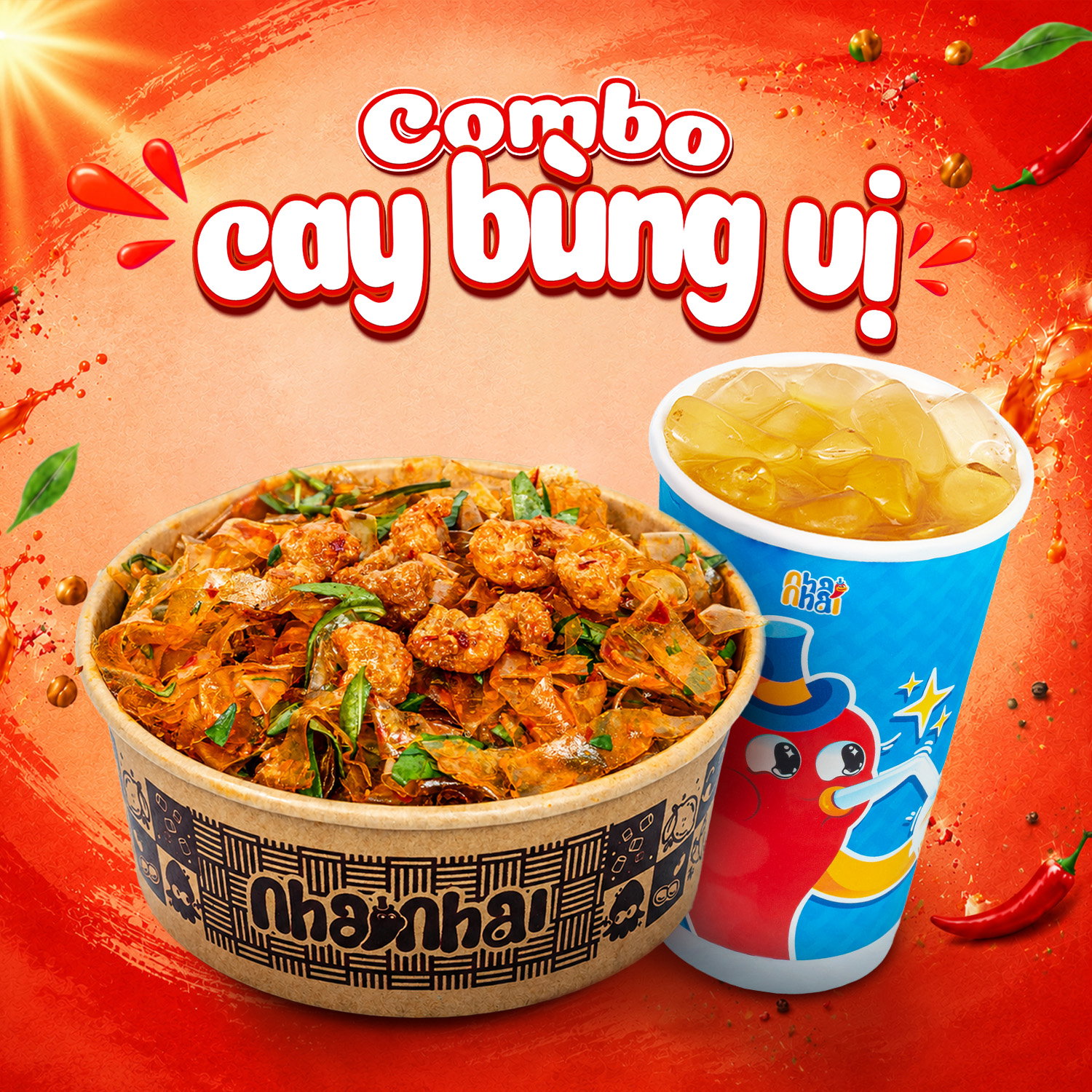 Combo Cay Bùng Vị: Trộn Ớt Rim + Hồng Trà