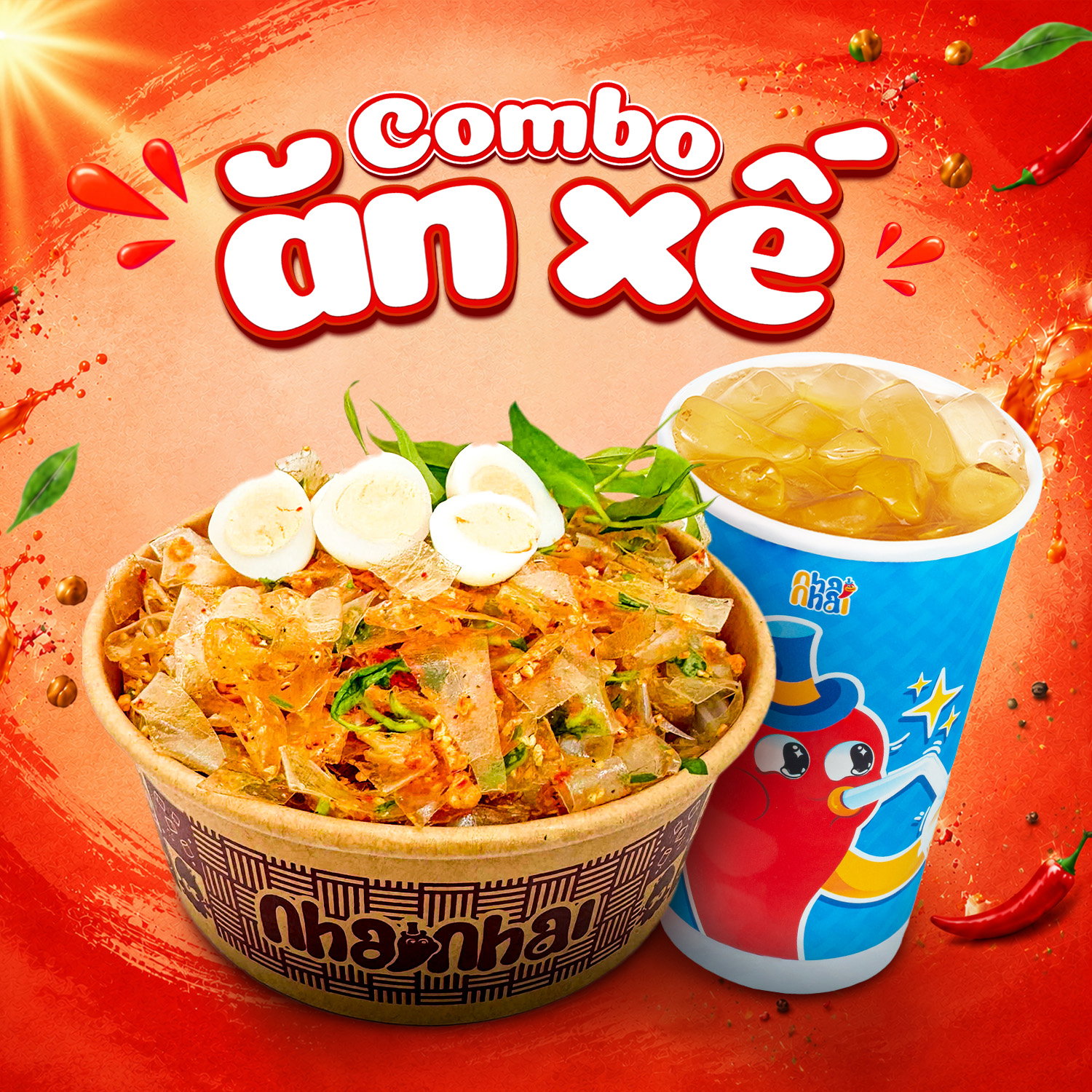 Combo Ăn Xế Gọn Nhẹ: Bánh Tráng Trộn Tỏi Phi + Hồng Trà