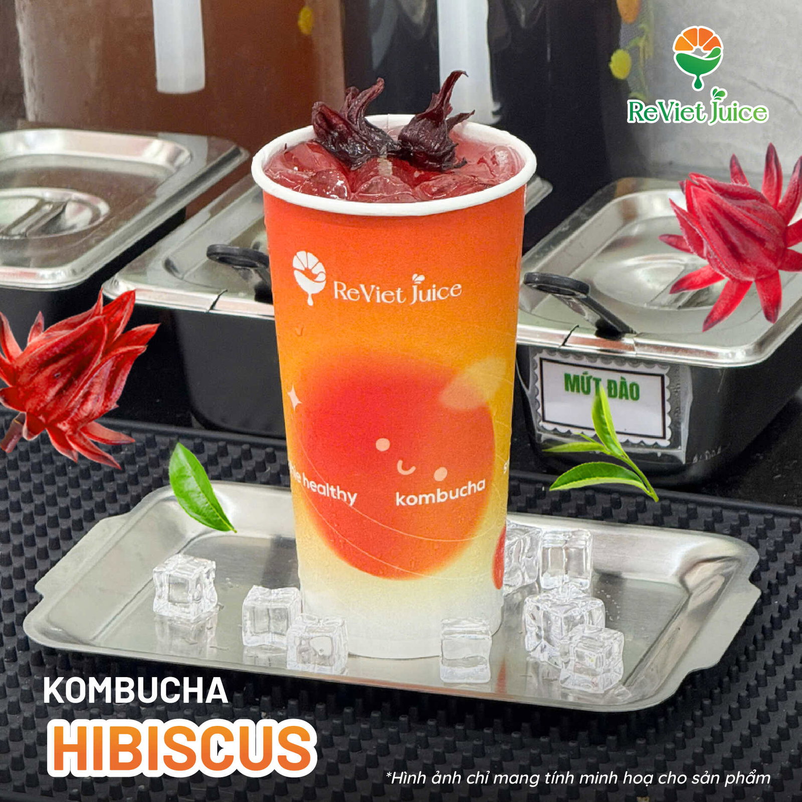 Menu trà Kombucha của nhà ReViet Juice