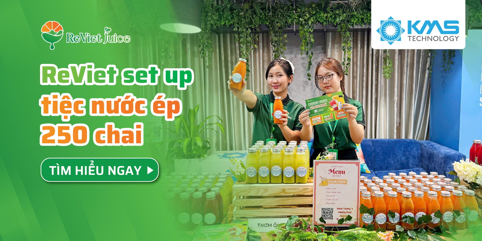 Nước ép ReViet set up tiệc 250 chai nước ép