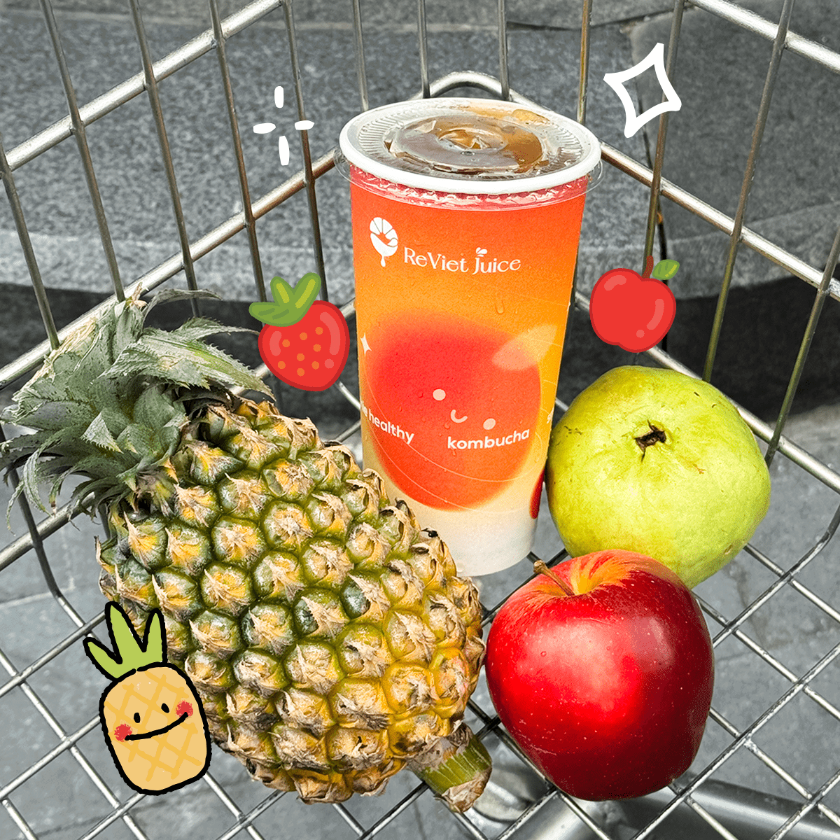 Trà Kombucha mix nước ép trái cây